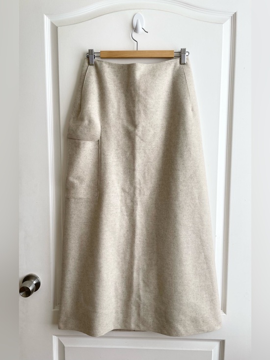 Dkny Dresses & Skirts - Vintage DKNY Wool A Line Midi Skirt Sz 4 Lagenlook Minimalist Cargo Pocket Y2K